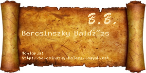 Bercsinszky Balázs névjegykártya